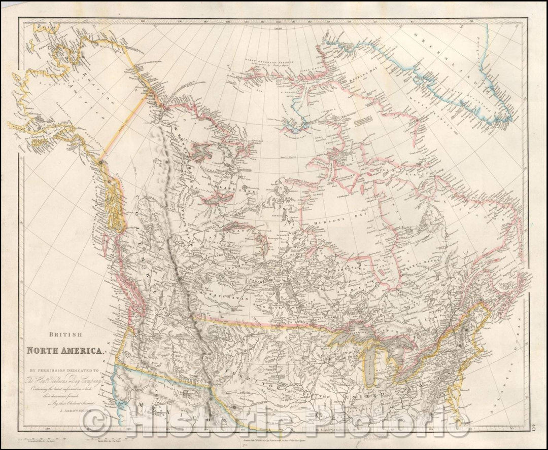 Historic Map - British North America, 1834, John Arrowsmith - Vintage Wall Art