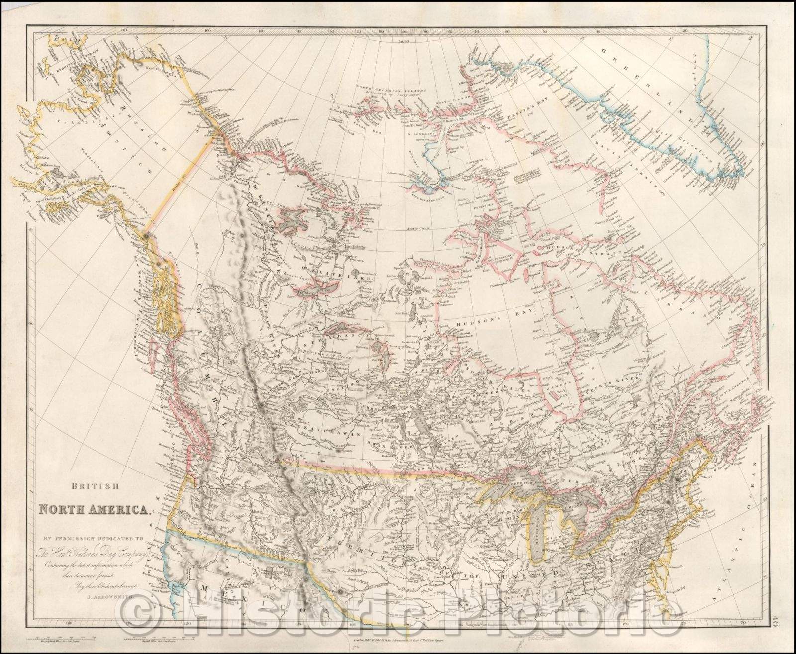 Historic Map - British North America, 1834, John Arrowsmith - Vintage Wall Art