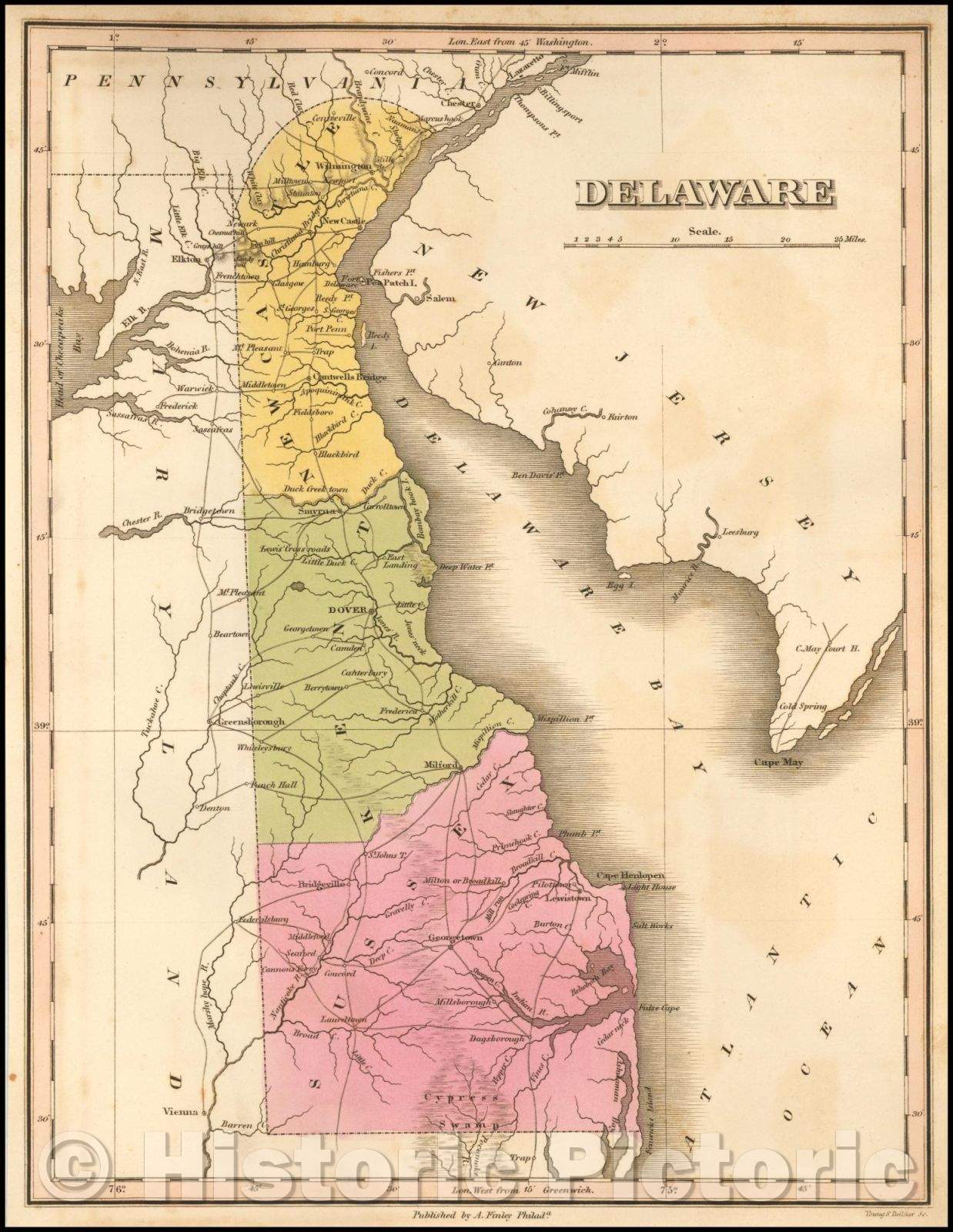 Historic Map - Delaware, 1826, Anthony Finley v2