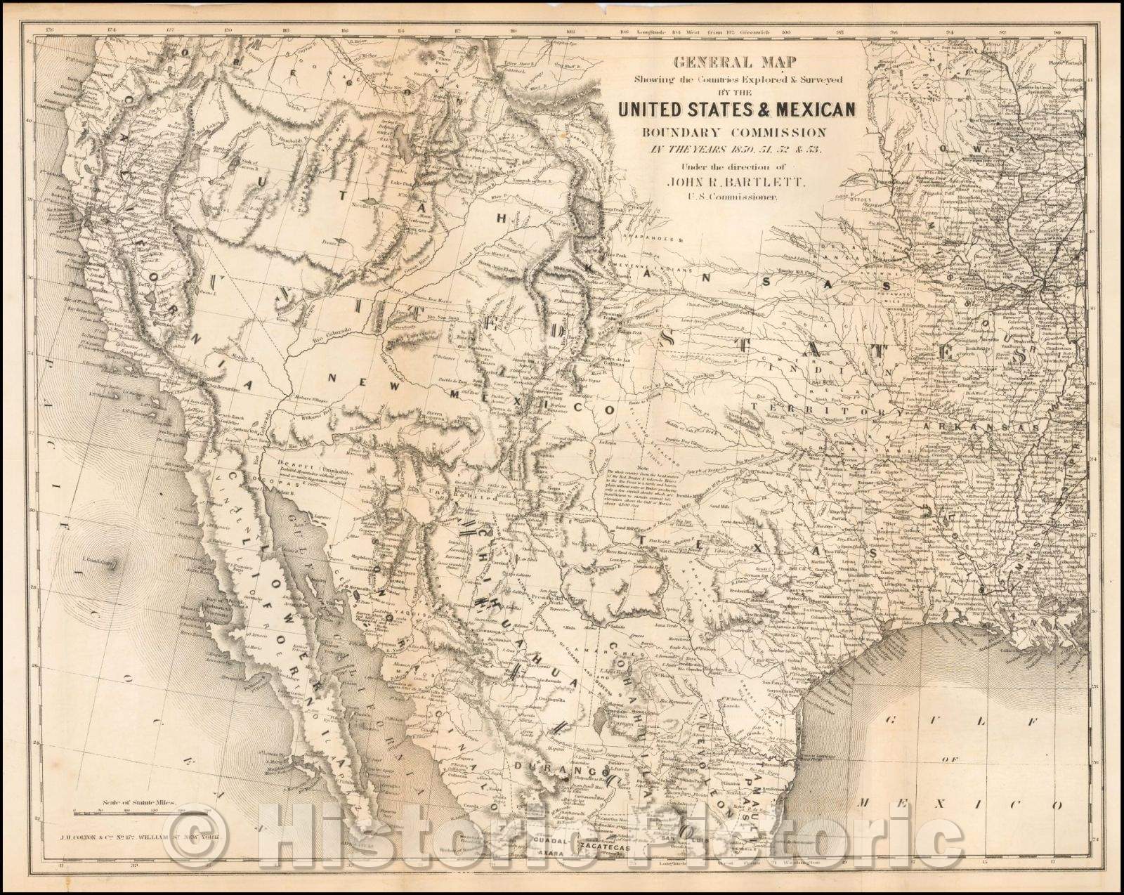 Historic Map - General Map Showing the Countries Explored & Surveyed, 1854, Joseph Hutchins Colton v2