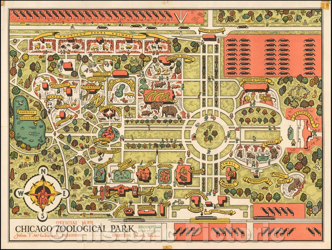 Historic Map - Official Map Chicago Zoological Park, 1935, Anonymous v2