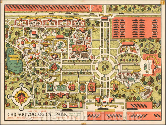 Historic Map - Official Map Chicago Zoological Park, 1935, Anonymous v2