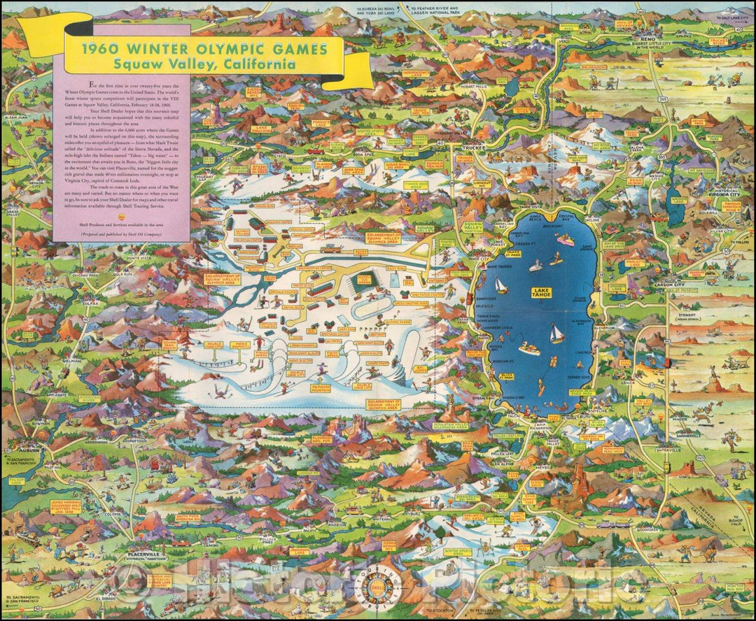 Historic Map - 1960 Winter Olympic Games Squaw Valley, California, 1960, Don Bloodgood - Vintage Wall Art