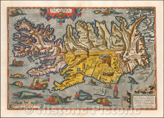 Historic Map - Islandia, 1598, Abraham Ortelius - Vintage Wall Art
