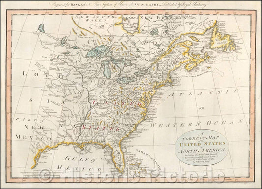 Historic Map - A Correct Map of the United States of North America. Including the British and Spanish Territories, 1787, Thomas Bowen v2
