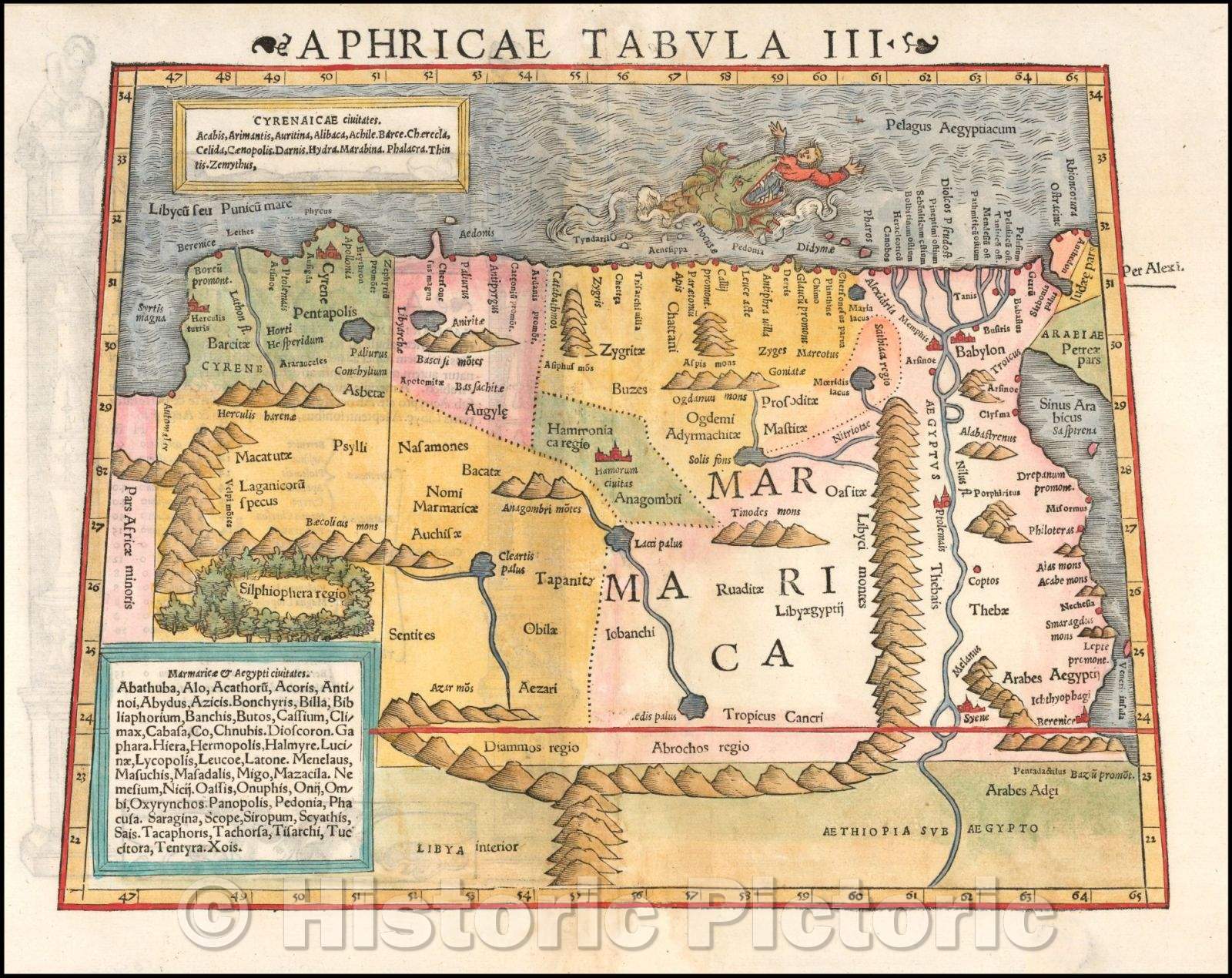Historic Map - Tabula Aphricae III [includes Babylon, the Nile and the Red Sea], 1545, Sebastian M?nster - Vintage Wall Art