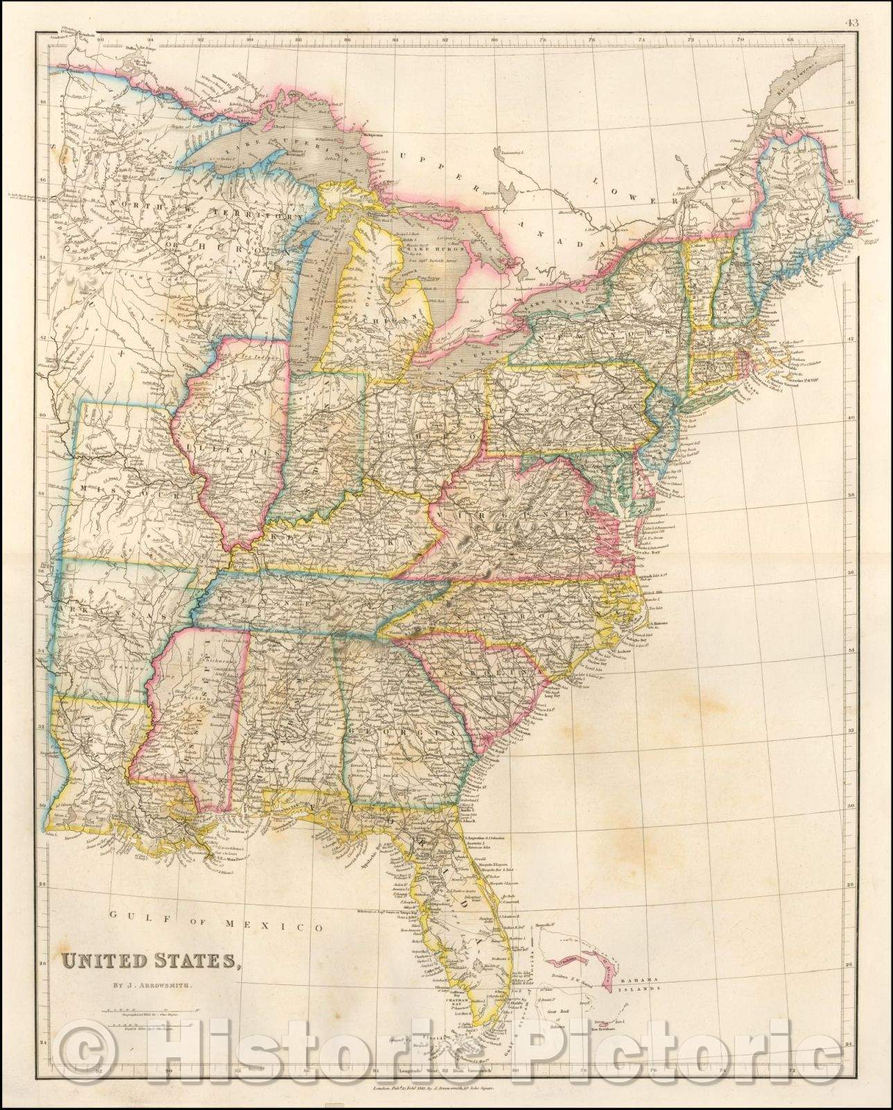 Historic Map - United States, 1842, John Arrowsmith - Vintage Wall Art