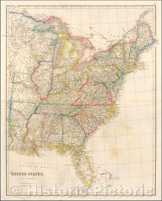 Historic Map - United States, 1842, John Arrowsmith - Vintage Wall Art