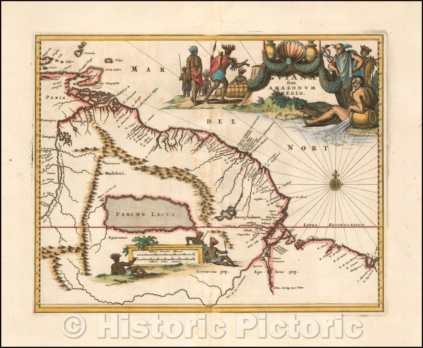 Historic Map - Guiana Sive Amazonum Regio, 1671, John Ogilby - Vintage Wall Art
