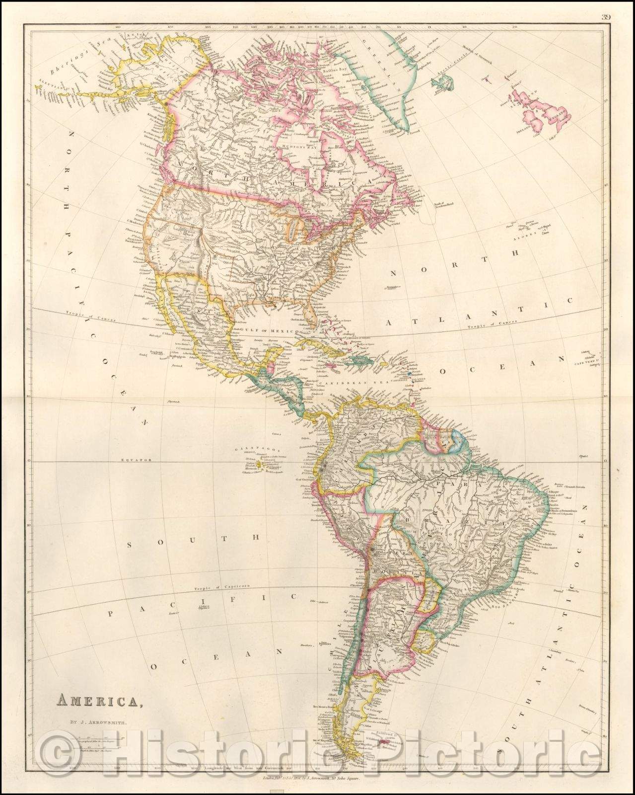 Historic Map - America [massive Texas in Republic configuration], 1840, John Arrowsmith - Vintage Wall Art