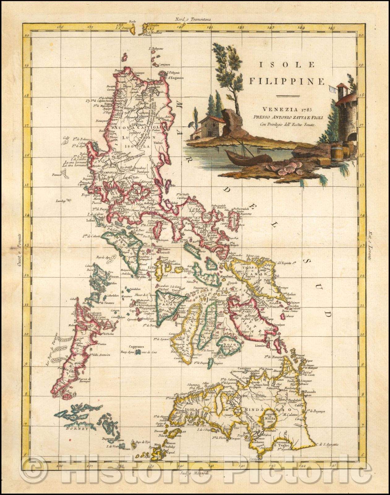 Historic Map - Isole Filippine, 1785, Antonio Zatta - Vintage Wall Art