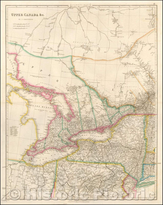 Historic Map - Upper Canada, 1853, John Arrowsmith - Vintage Wall Art