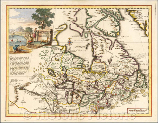 Historic Map - Carta Geografica Del Canada Nell America Settentrionale, 1742, Giambattista Albrizzi v2