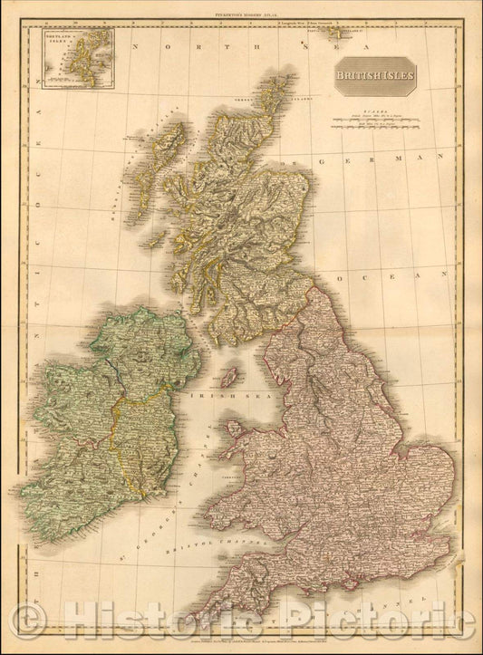 Historic Map - British Isles, 1815, John Pinkerton - Vintage Wall Art