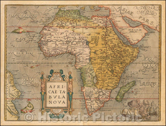 Historic Map - Africae Tabula Nova, 1592, Abraham Ortelius - Vintage Wall Art