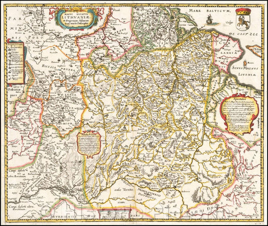 Historic Map - Magni Ducatus Lithuaniae Caetrarumq RegionumA diacentium exacta Descriptio, 1640 - Vintage Wall Art