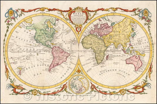 Historic Map - The World including the late Discoveries, 1775, Thomas Bowen - Vintage Wall Art