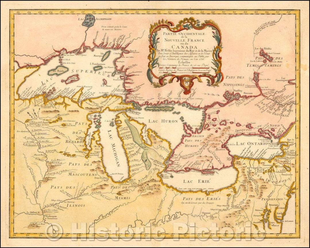 Historic Map - Partie Occidentale de la Nouvelle France ou du Canada, 1755, Homann Heirs v1
