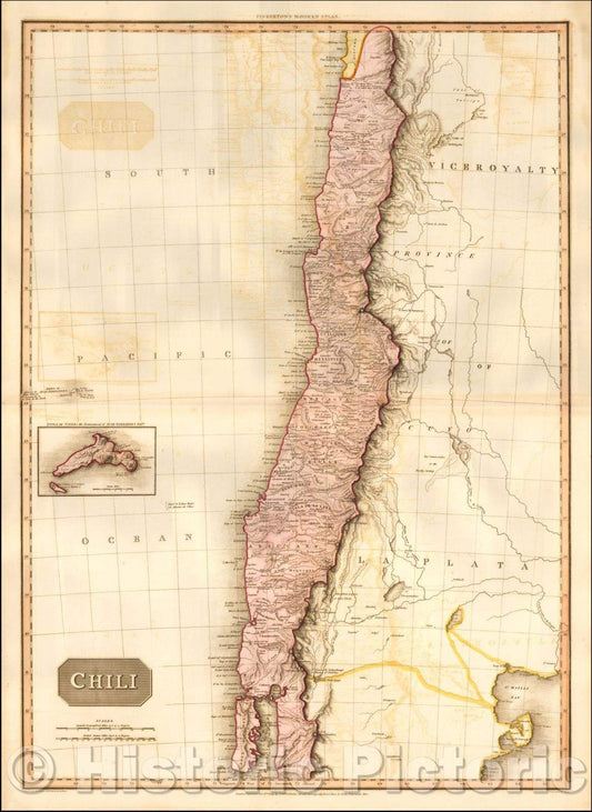 Historic Map - Chili, 1812, John Pinkerton - Vintage Wall Art