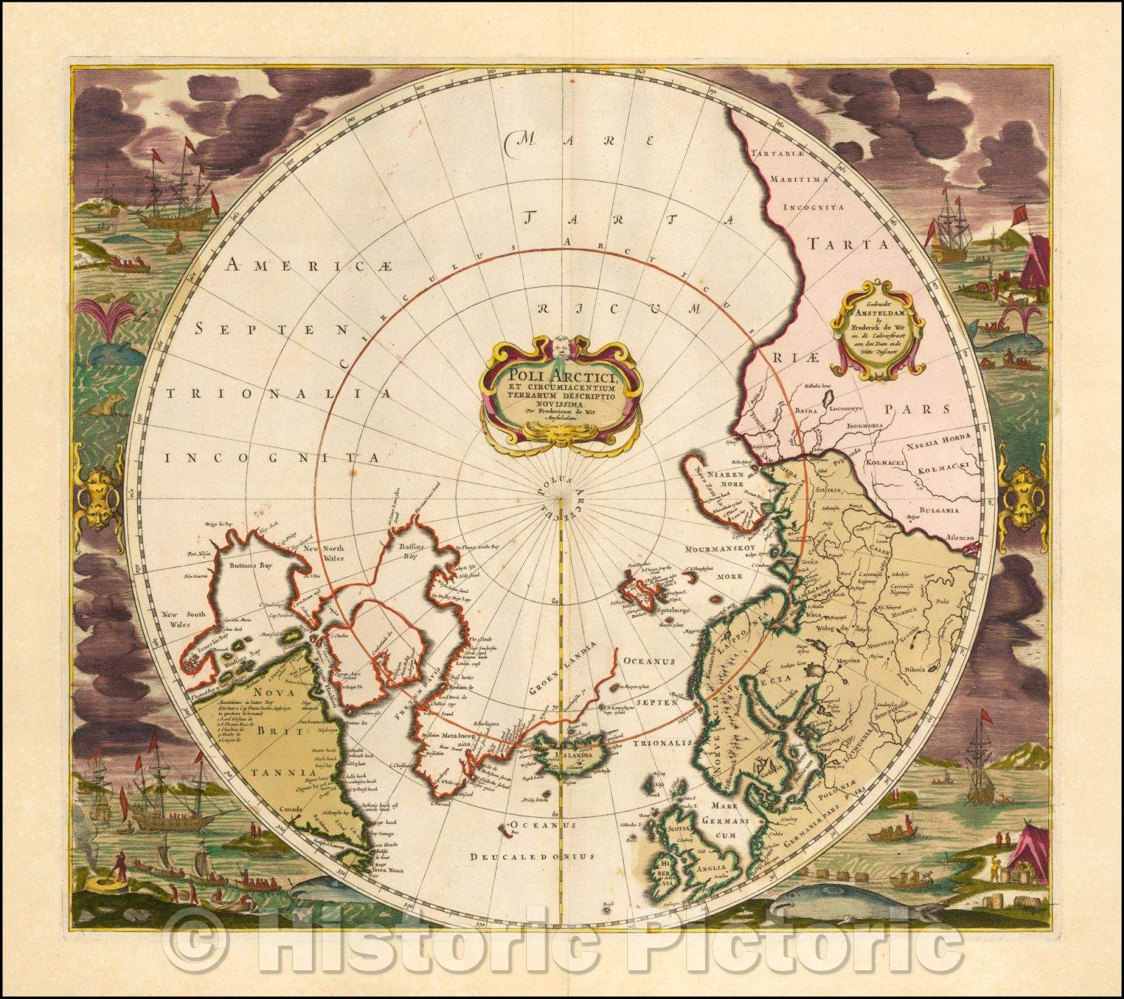 Historic Map - Poli Arctici et terrarum Circumiaccentium Descriptio Novissima Par Fredericum De Wit, 1676, Frederick De Wit v2