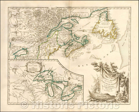 Historic Map - Partie De L'Amerique Septent? Qui comprend La Nouvelle France ou Le Canada, 1755, Didier Robert de Vaugondy - Vintage Wall Art