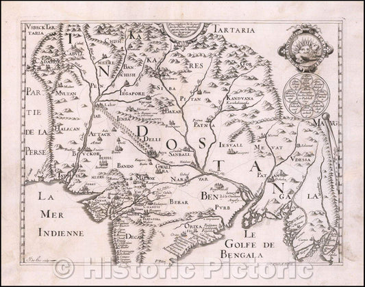 Historic Map - Description Au Naturel De La Ville De Lyon E Paisages Alentour D' / Plan of Lyon, first published in 1659 by Simon Maupin, 1663 - Vintage Wall Art