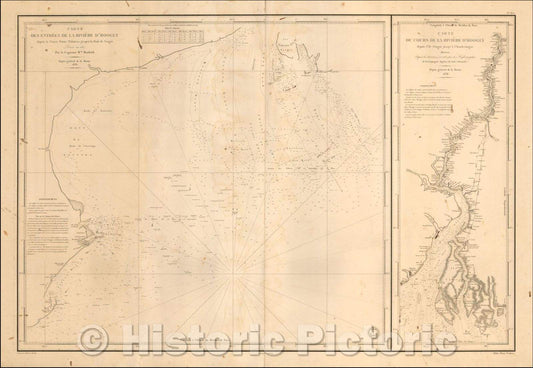 Historic Map - Carte Des Entrees De La Riviere D'Hoogly depuis la Fausse Pointe Palmiras :: Des Entrees From The River To Hooghly from False Point Palmiras, 1838 - Vintage Wall Art