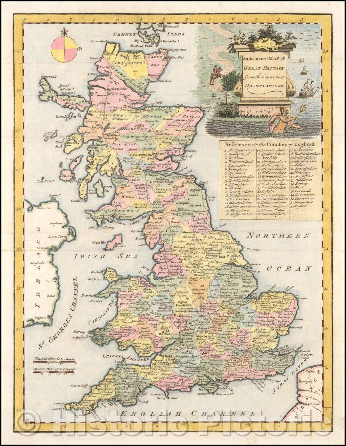 Historic Map - An Accurate Map of Great Britain from the latest & best Observations, 1761, John Senex - Vintage Wall Art
