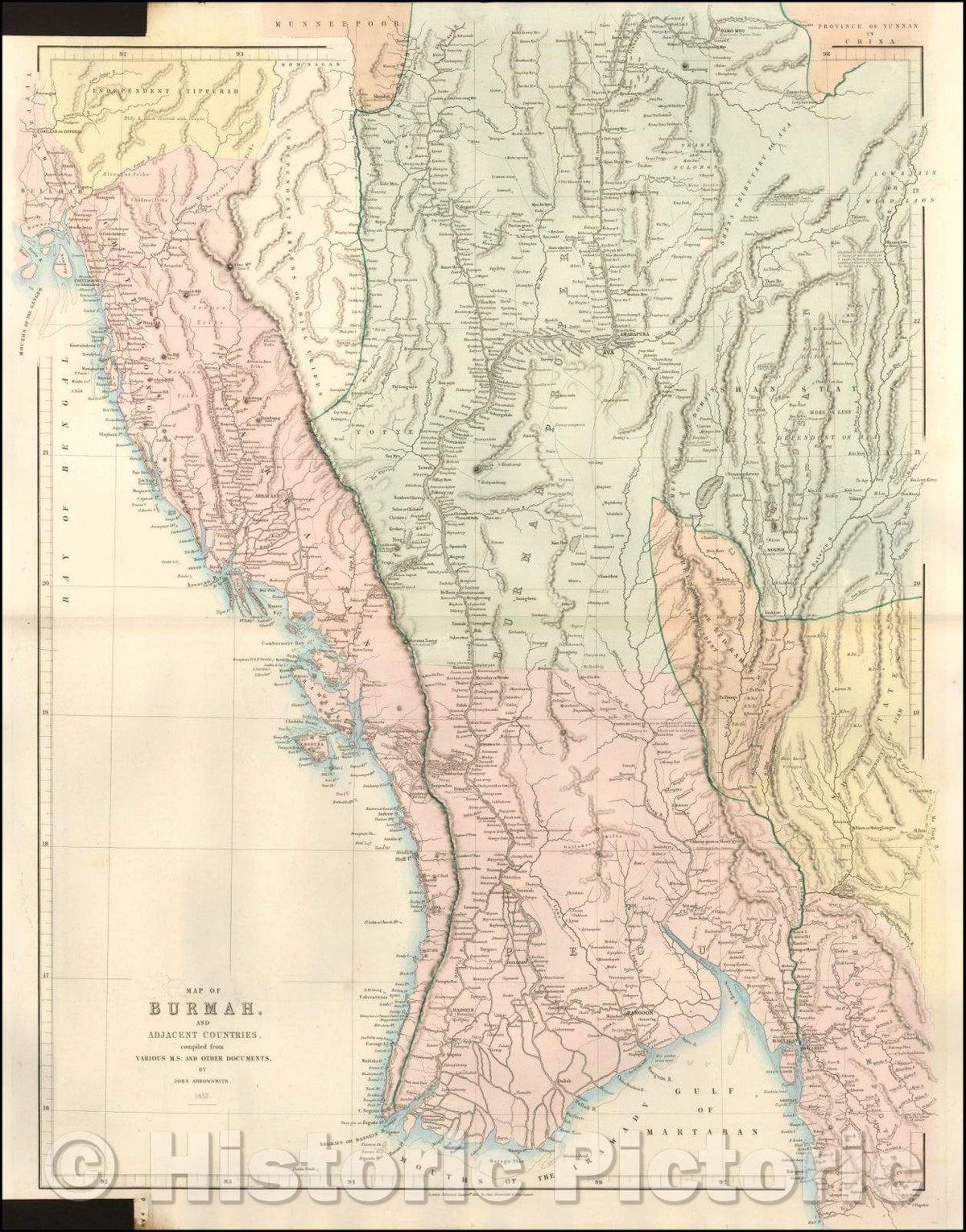 Historic Map - Map of Burmah, and Adjacent Countries, 1853, John Arrowsmith v1