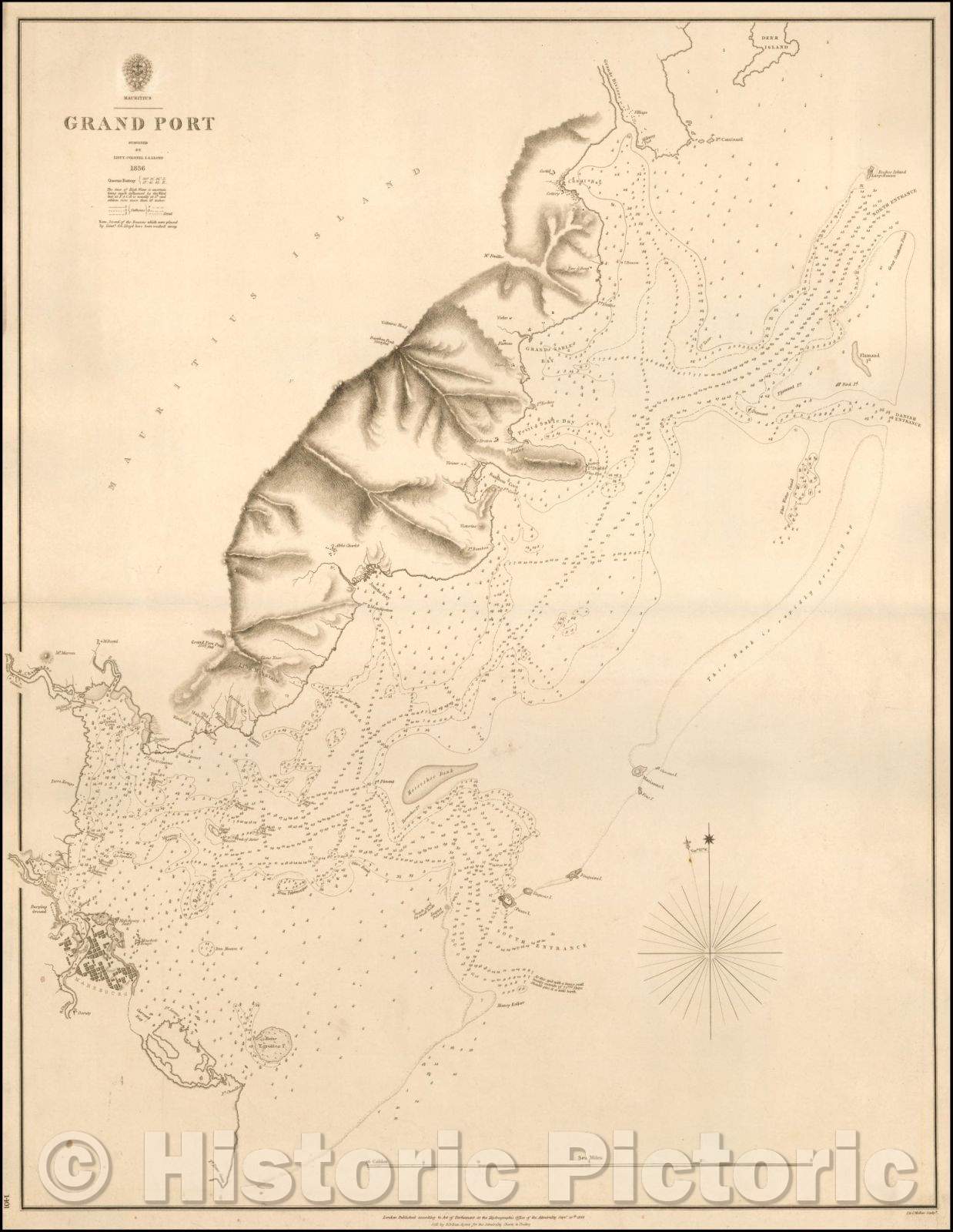 Historic Map - Mauritius - Grand Port Surveyed, 1843, British Admiralty - Vintage Wall Art