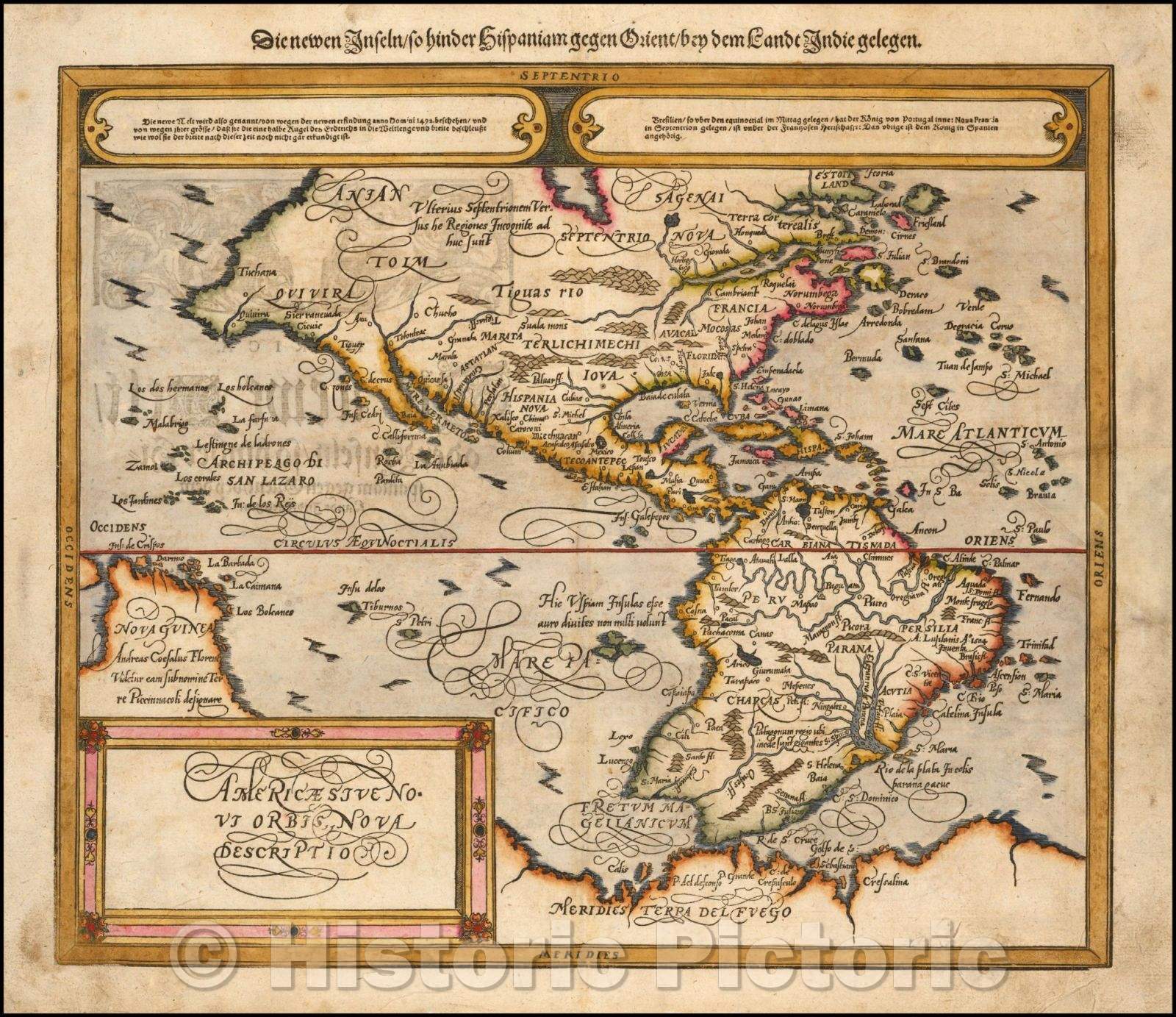 Historic Map - Americae Sive Novi Orbis Nova Descriptio, 1588, Sebastian M?nster v2