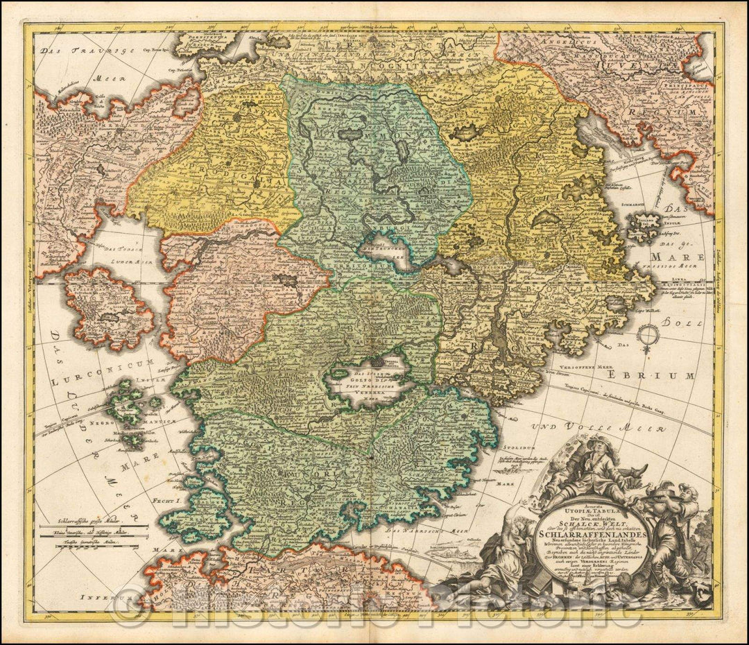Historic Map - (Utopia -) Accurata Utopiae Tabula das ist der Neu entdeckten Schalck-Welt oder des so offt benanten/Utopia - The Slothful Variety, 1725 - Vintage Wall Art