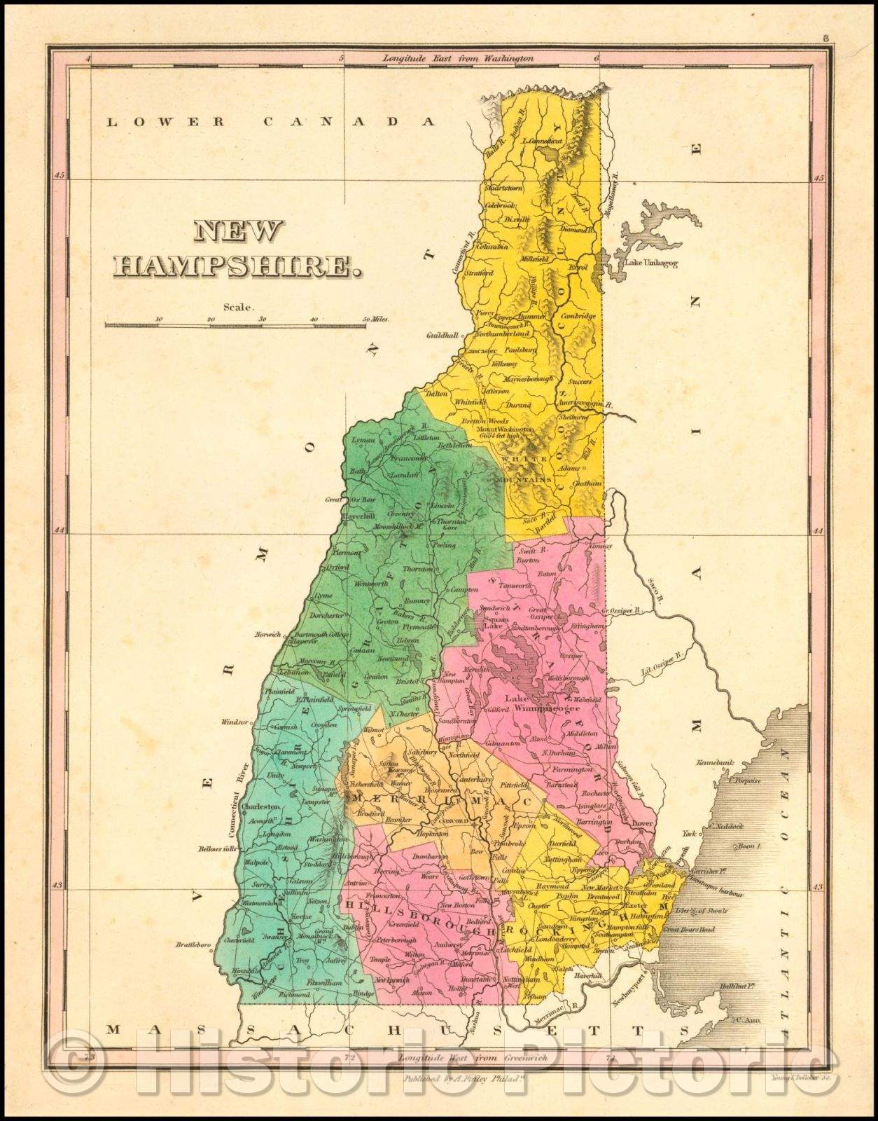 Historic Map - New Hampshire, 1824, Anthony Finley v2