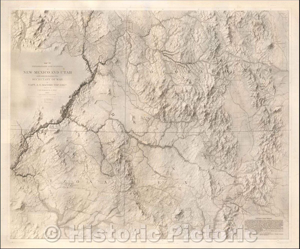 Historic Map - Map of Explorations and Surveys in New Mexico and Utah made, 1864, John N. Macomb v2