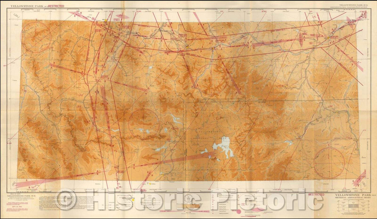 Historic Map - Yellowstone Park, 1944, U.S. Coast & Geodetic Survey - Vintage Wall Art