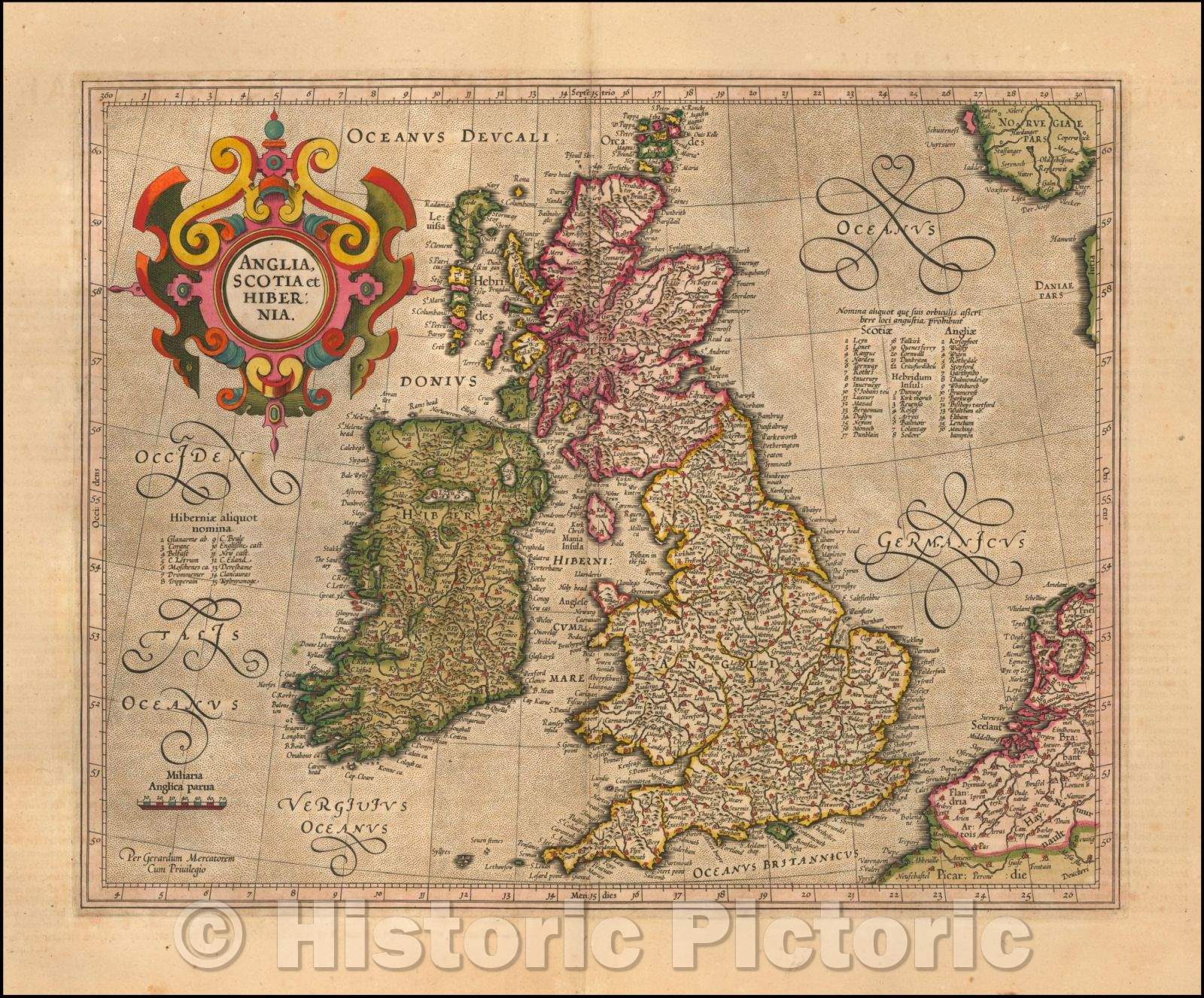 Historic Map - Anglia Scotia et Hibernia, 1619, Gerard Mercator v2