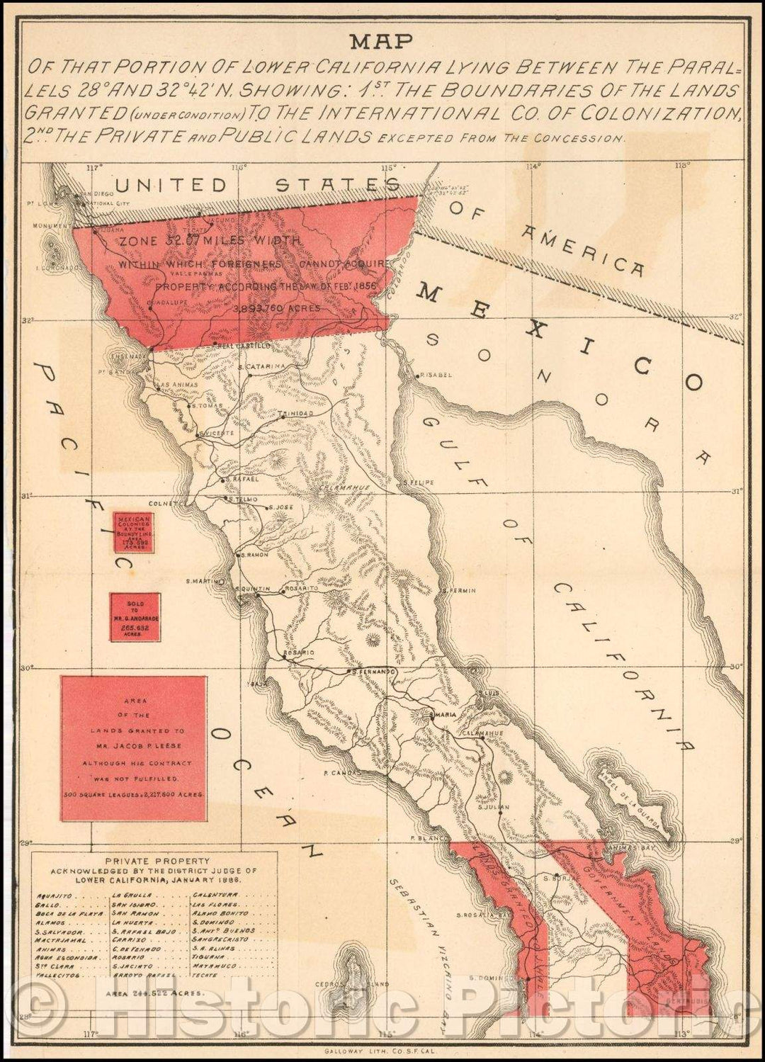 Historic Map - The Truth About Lower California, 1889, - Vintage Wall Art