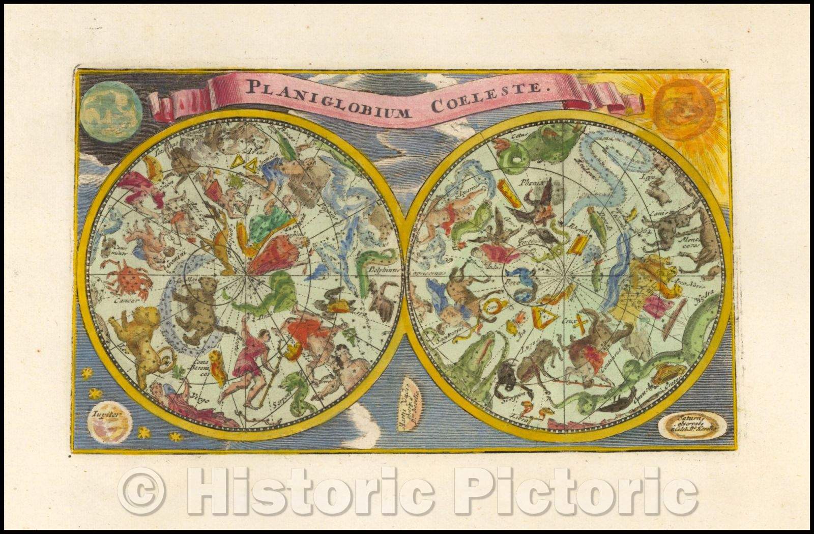 Historic Map - Planiglobium Coeleste/Planiglobium coeleste, 1739, Adam Friedrich Zurner - Vintage Wall Art
