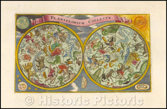 Historic Map - Planiglobium Coeleste/Planiglobium coeleste, 1739, Adam Friedrich Zurner - Vintage Wall Art