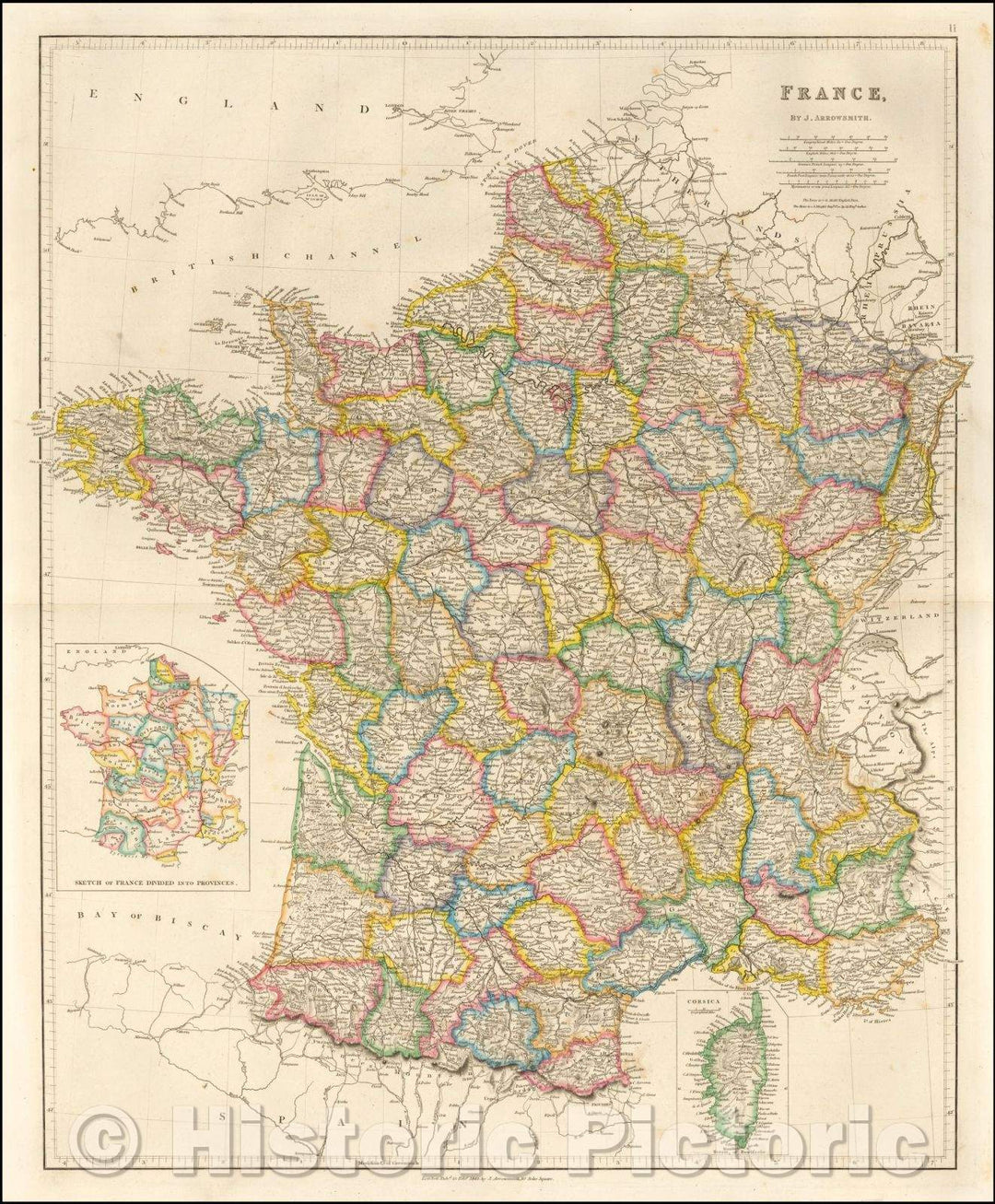 Historic Map - France, 1842, John Arrowsmith - Vintage Wall Art
