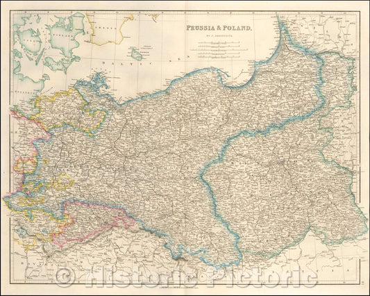 Historic Map - Prussia & Poland, 1842, John Arrowsmith - Vintage Wall Art