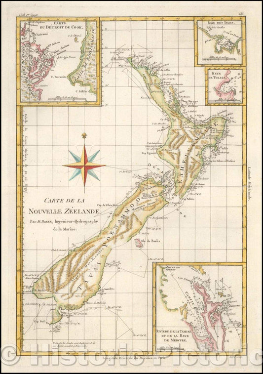 Historic Map - Carte De La Nouvelle Zeelande, 1787, Rigobert Bonne v2