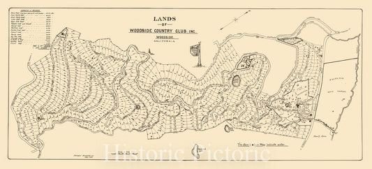 Woodside - Lands of Country Club, 1926 | Historical Cadastral Map Print