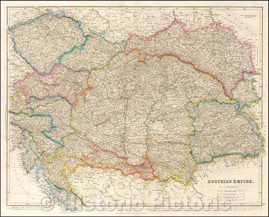 Historic Map - Austrian Empire, 1842, John Arrowsmith - Vintage Wall Art