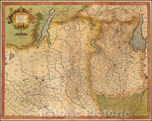 Historic Map - Brescia Episcopatus Mediolanu Ducatus, 1595, Mercator - Vintage Wall Art