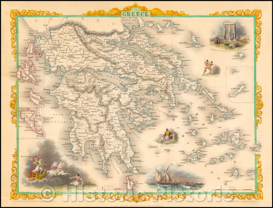 Historic Map - Ionian Isles and Greece, 1851, John Tallis v2