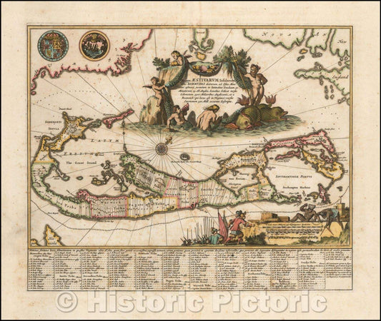 Historic Map - Mappa Aestivarum Insularum Alias Barmudas, 1671, John Ogilby - Vintage Wall Art