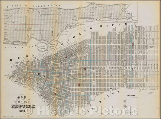 Historic Map - Map of the City of New-York, 1853, Valentine's Manual - Vintage Wall Art