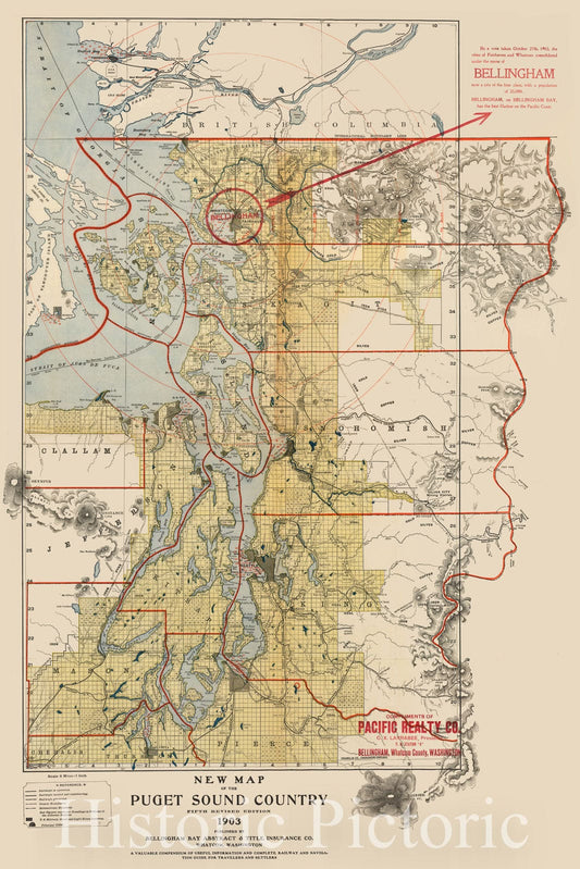 Puget Sound Country - Regional Map, 1903 | Historic Map Print