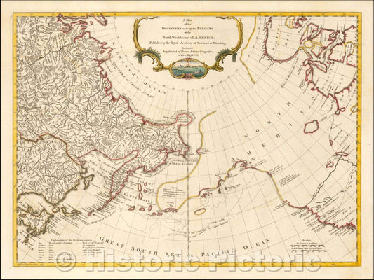 Historic Map - Discoveries made, 1761, Thomas Jefferys - Vintage Wall Art
